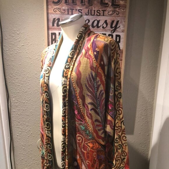 LIKE NEW KIMONO HAND EMBROIDERED WOMENS MEDIUM BY ANU - Picture 2 of 12